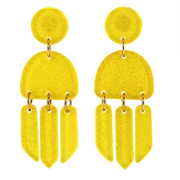 Yellow Boho Contemporary Earrings Retro New Boutique‎ - Picture 2 of 3